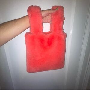 Vibrant Pink Faux Fur Handbag